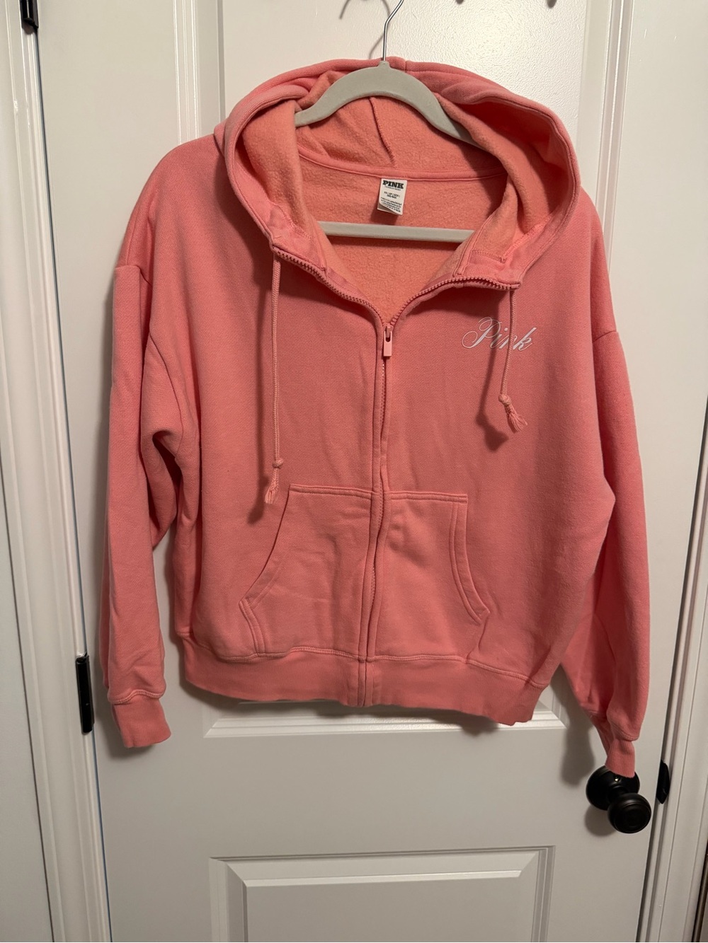 PINK Victoria's Secret Coral Pink Full-Zip Hoodie